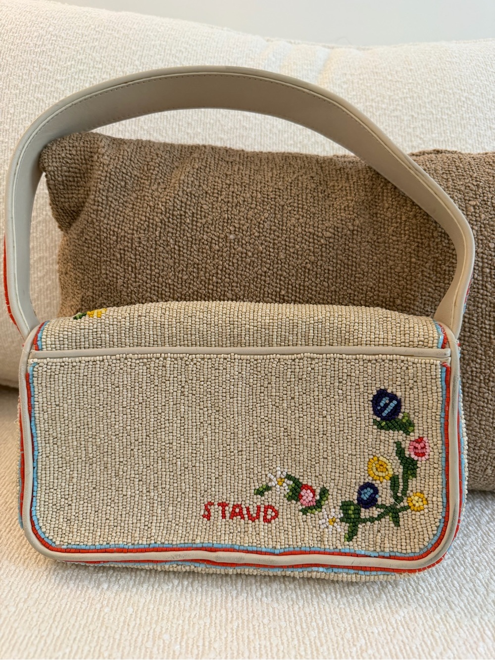 STAUD Cream Beaded Floral Shoulder Bag - Picture 3 of 9